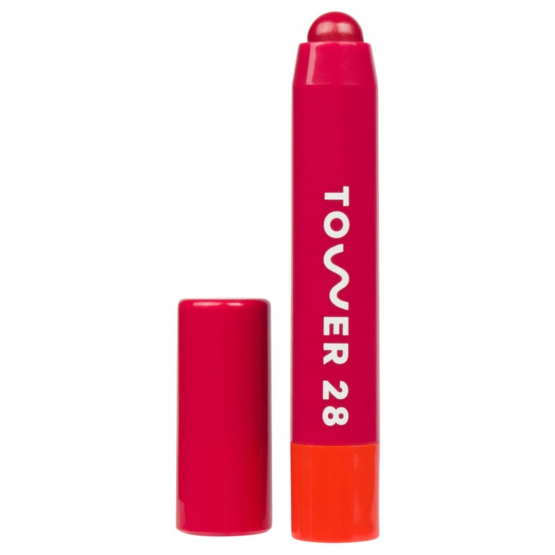 Tower 28 JuiceBalm Tinted Lip Balm  Hydrating Lip Color with Shea Butter and Marula Oil  Clean Cruelty Free and Vegan Lip Care  Shade Drink A Juicy Berry 009Fl Oz27mL