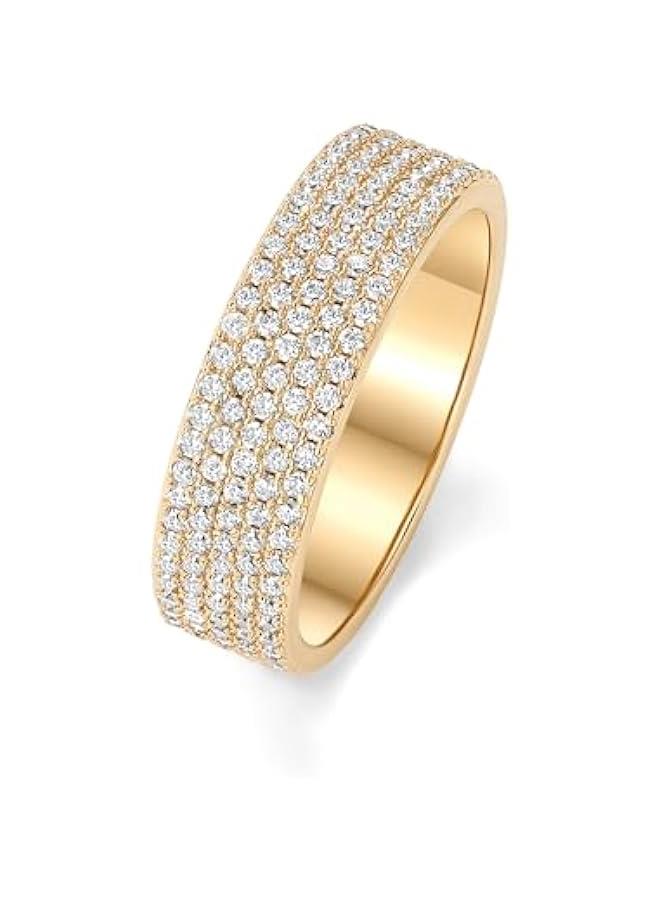 PAVOI 14K Gold Plated Cubic Zirconia Wide Eternity Statement Rings | CZ Stackable Wedding Band for Women - Image 1