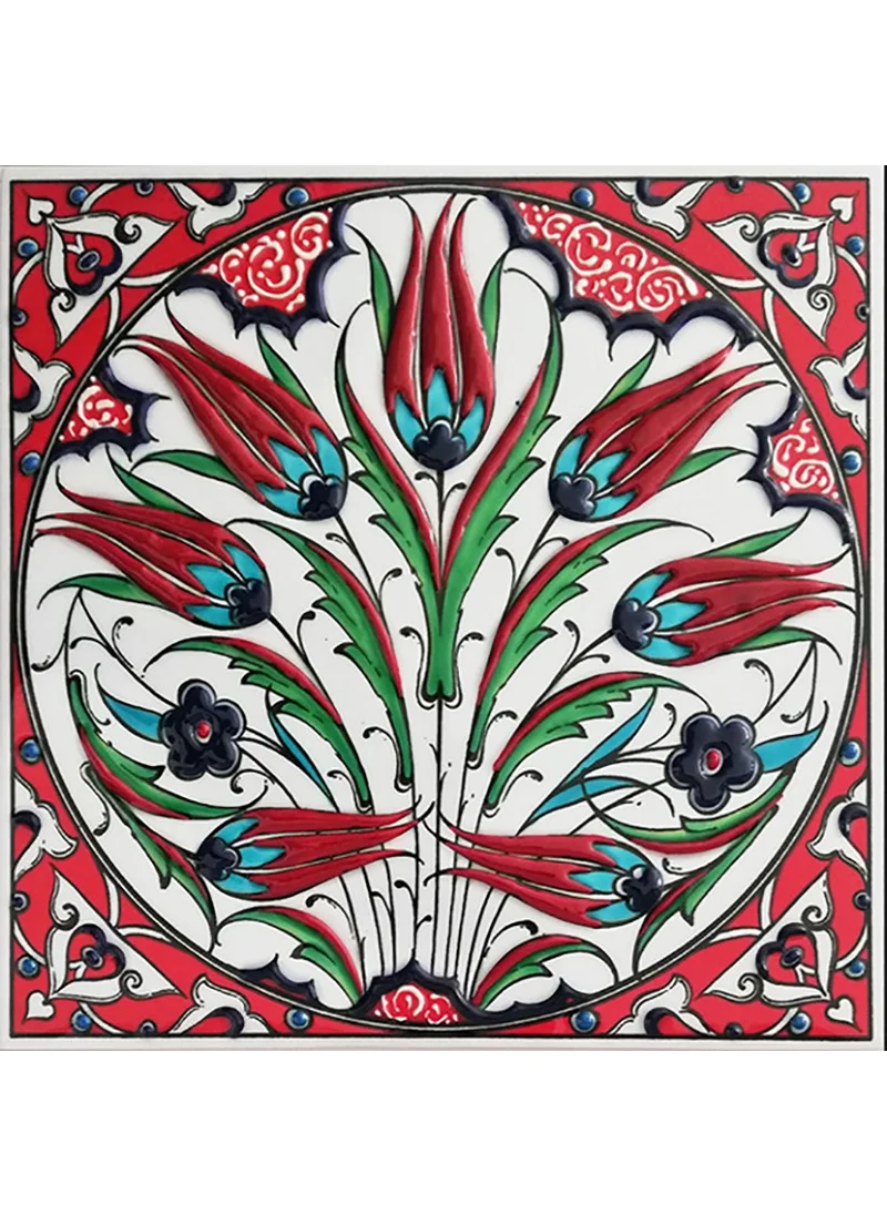 ARMADA Tile 20X20 cm Ed 335 Red Tulip Patterned Hand Decor Tile