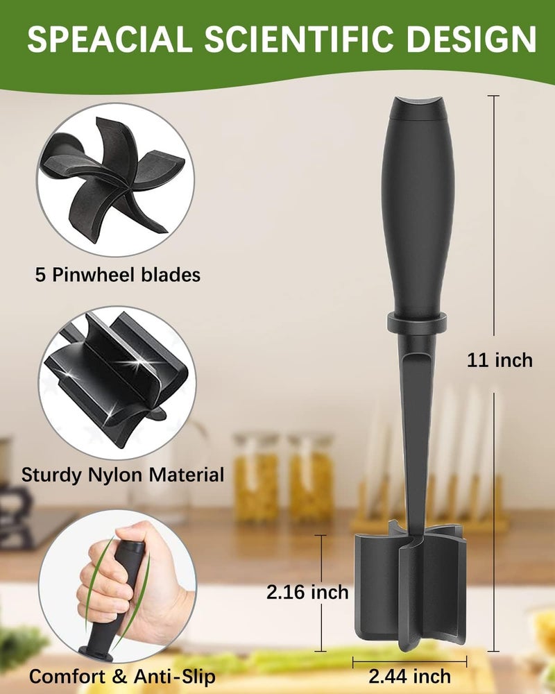 liboyixi Meat Chopper for Hamburger, Premium Heat Resistant Masher and Smasher for Ground Beef, Ground Turkey and More, Nylon Ground Beef Chopper Tool and Meat Fork, Non Stick Mix (black) - Image 2