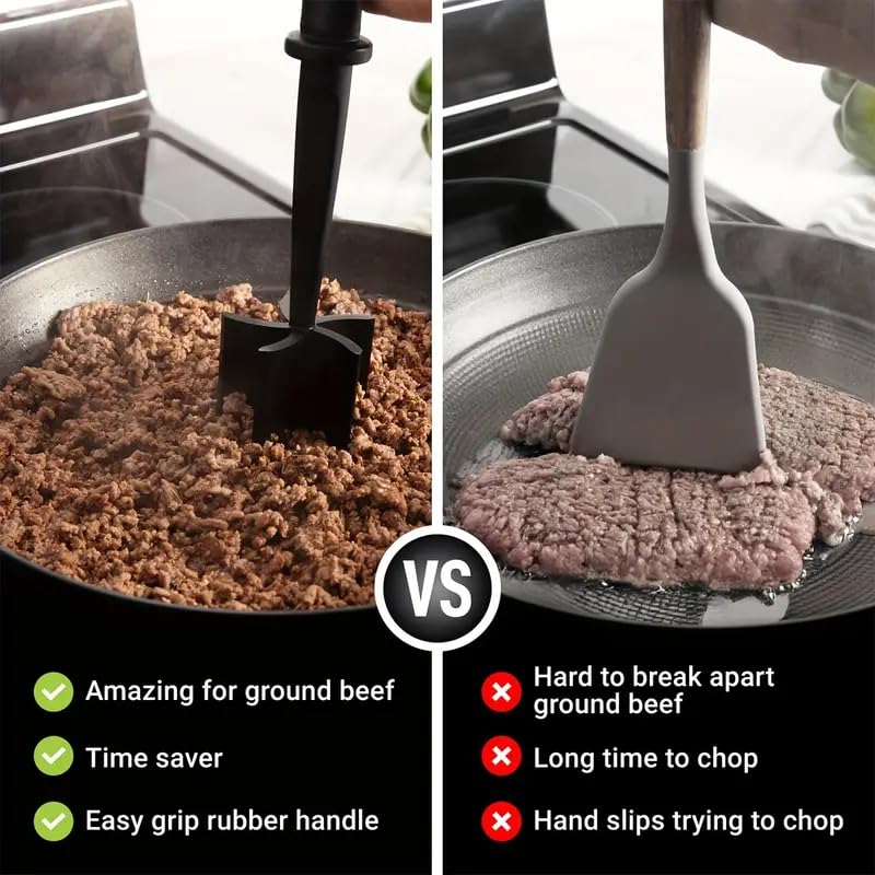 liboyixi Meat Chopper for Hamburger, Premium Heat Resistant Masher and Smasher for Ground Beef, Ground Turkey and More, Nylon Ground Beef Chopper Tool and Meat Fork, Non Stick Mix (black) - Image 5