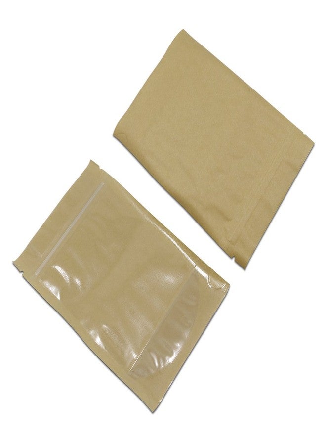 FERENLI 50 Pcs 7.9x11.8 inch Clear Front Brown Kraft Paper for Zip Plastic Package Lock Bag Doypack Stand Up Pouch Zipper Lock Reclosable Pouch Nuts Coffee Food Storage Packaging Pack - Image 5