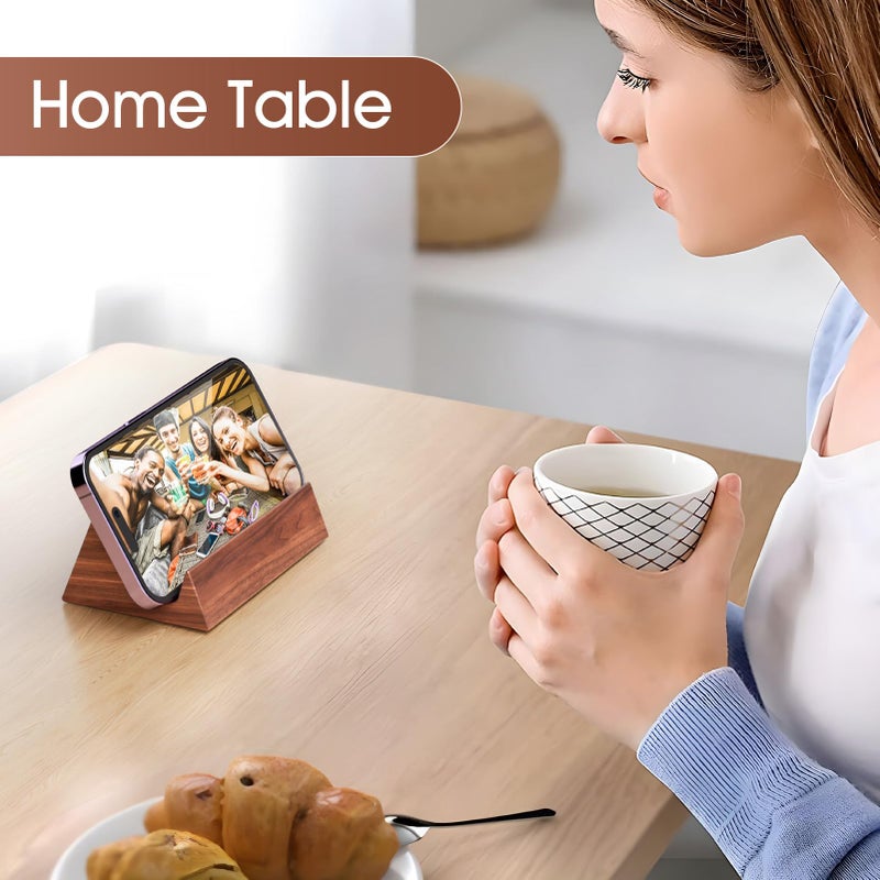 MaxGear Walnut Wood Desk Business Card Holder, Elegant Wooden Display Stand for Office and Home, Stylish Mountain Design Desktop Organizer for Business Cards - Image 4