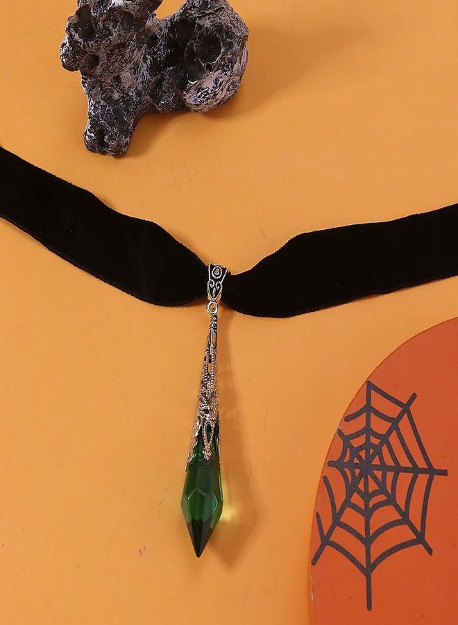 Hremhoo Gothic Crystal Pendulum Choker Necklace for Women Black Velvet Choker Necklaces Mystery Vampire Witchy Divination Jewelry Accessories Halloween Costume4 - Image 4
