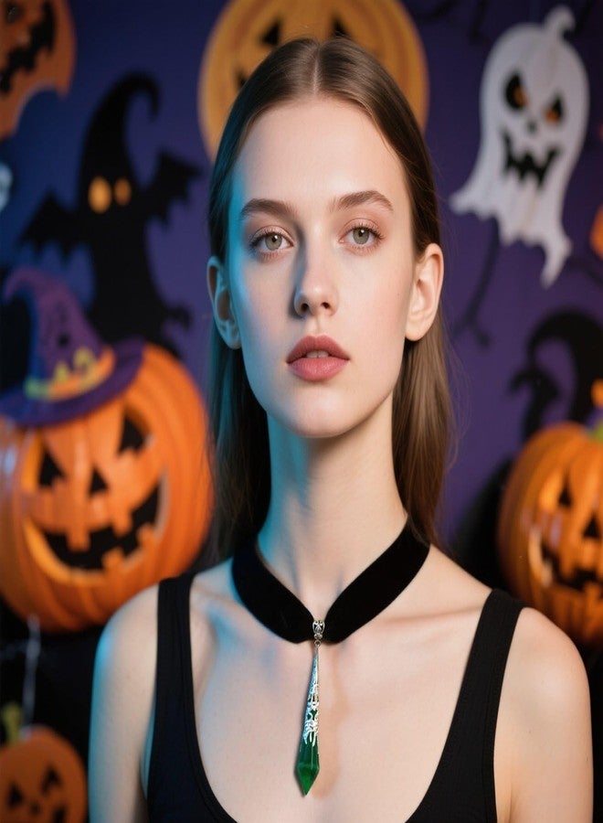 Hremhoo Gothic Crystal Pendulum Choker Necklace for Women Black Velvet Choker Necklaces Mystery Vampire Witchy Divination Jewelry Accessories Halloween Costume4 - Image 2