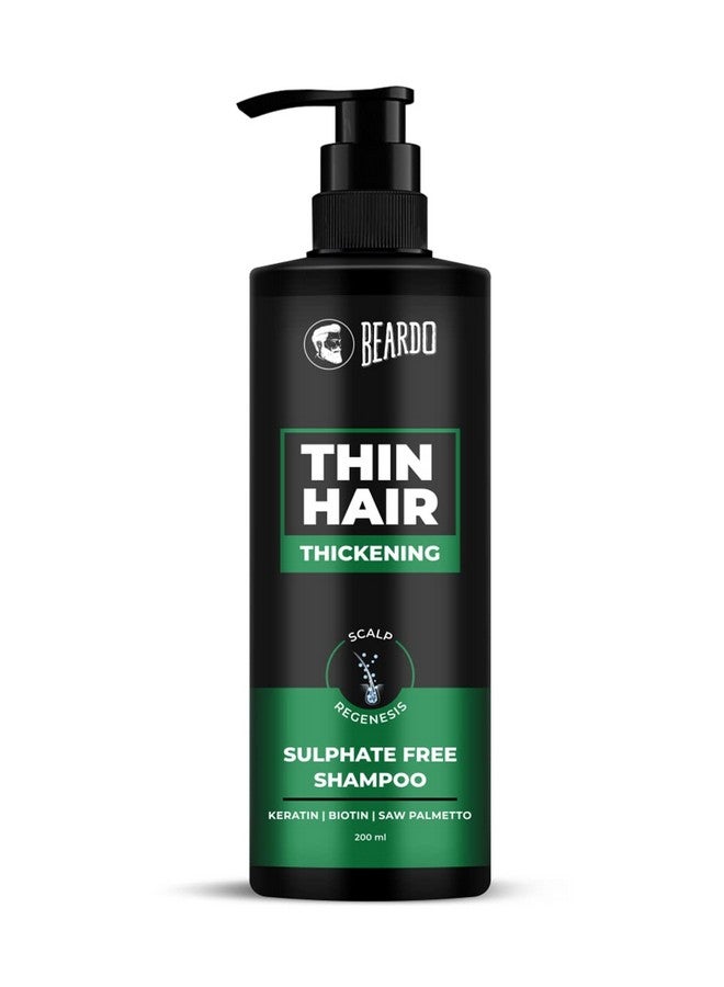 BEARDO Thin Hair Thickening Sulphate Free Shampoo, 200 Ml | Keratin Shampoo For Men | Sulphate And Paraben Free Shampoo | Biotin & Saw Palmetto For Strong & Thick Hair - Image 1