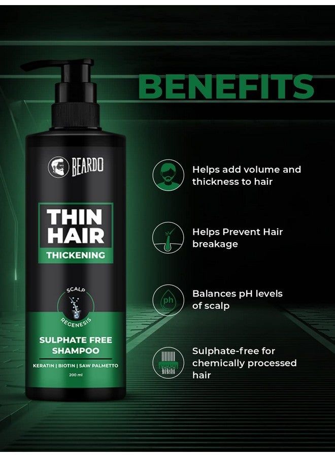 BEARDO Thin Hair Thickening Sulphate Free Shampoo, 200 Ml | Keratin Shampoo For Men | Sulphate And Paraben Free Shampoo | Biotin & Saw Palmetto For Strong & Thick Hair - Image 5