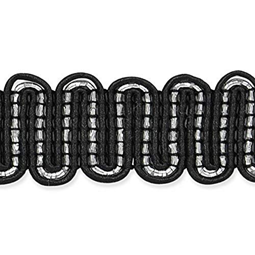 Expo International Luna Metallic Braid Trim Embellishment, 20-Yard, Black/Silver - Image 1
