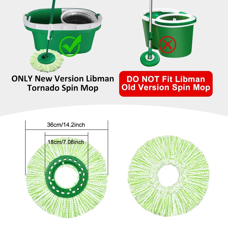 GFRED Tornado Spin Mop Head ONLY Compatible with ð—¡ð—²ð˜„ ð—Ÿð—¶ð—¯ð—ºð—®ð—» ð“ð¨ð«ð§ðšðð¨ ð—¦ð—½ð—¶ð—» ð— ð—¼ð—½ ð—¦ð˜†ð˜€ð˜ð—²ð—º, Washable & Reusable Libman Mop Head Replacement Refill for Tornado Mop (NOT for Old Version) - Image 3