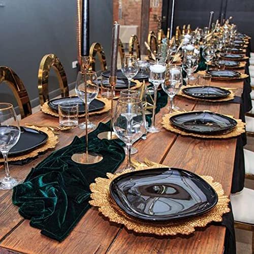 EHLDekol Luxurious Velvet Table Runner, 10ft Wedding Reception Decorations, 20x120inch Soft Velvet Fabric, Table Linen Overlay, Wedding Table Runners (Emerald Green, 20X120inch) - Image 3