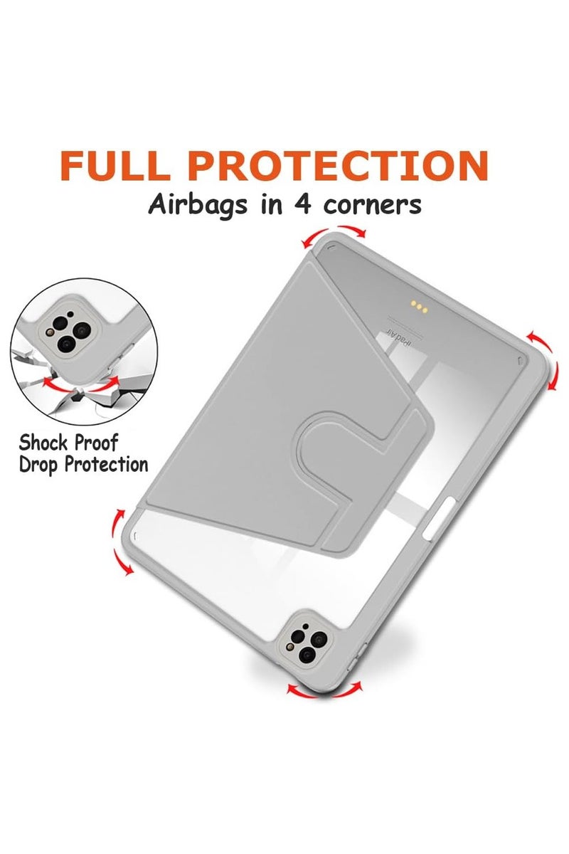 LEDIN Rotating Case for iPad Pro 12.9-Inch (2021), with Pencil Holder,360 Degree Rotation Protective Stand Slim Cover Clear Back, Auto Wake/Sleep (iPad Pro 12.9) - Image 4