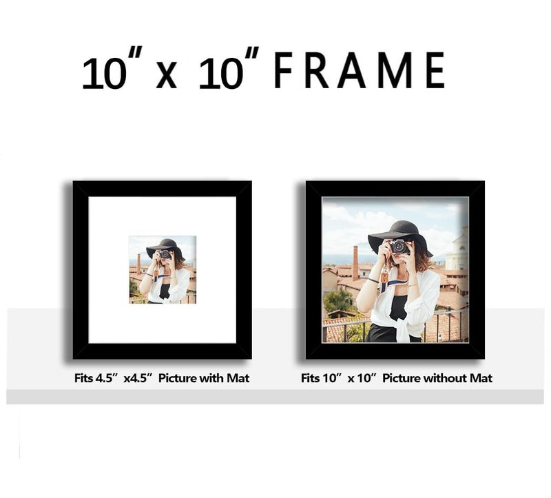 Picrit 10x10 إطار الصورة مجموعة من 12 عرض 5x5 مع حصيرة أو 10x10 بدون إطارات صور حصيرة لعرض تصاعد الجدار الأسود. - Image 2