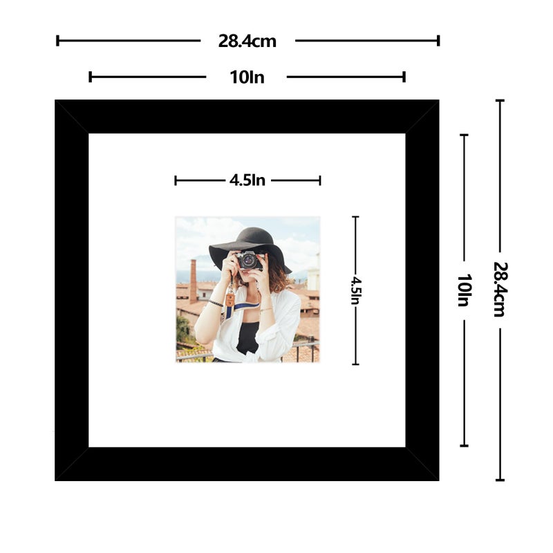 Picrit 10x10 إطار الصورة مجموعة من 12 عرض 5x5 مع حصيرة أو 10x10 بدون إطارات صور حصيرة لعرض تصاعد الجدار الأسود. - Image 4