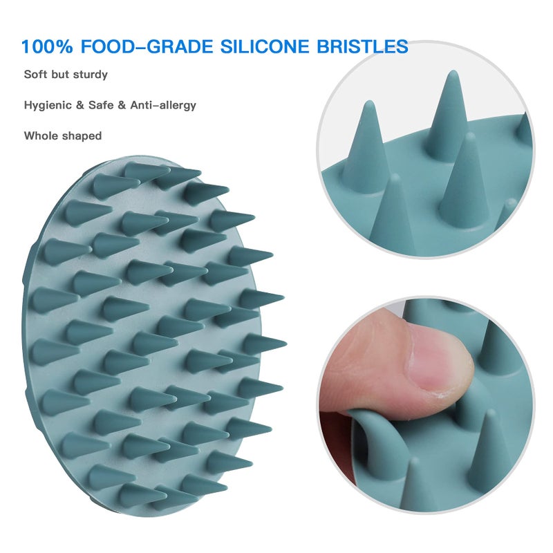 INNERNEED Scalp Massager Shampoo Brush, Wet & Dry Manual Scalp Care Head Scrubber Hair Washing, Soft Silicone Bristles, for Hair Growth, Dandruff Removal (Dark Green) - Image 3