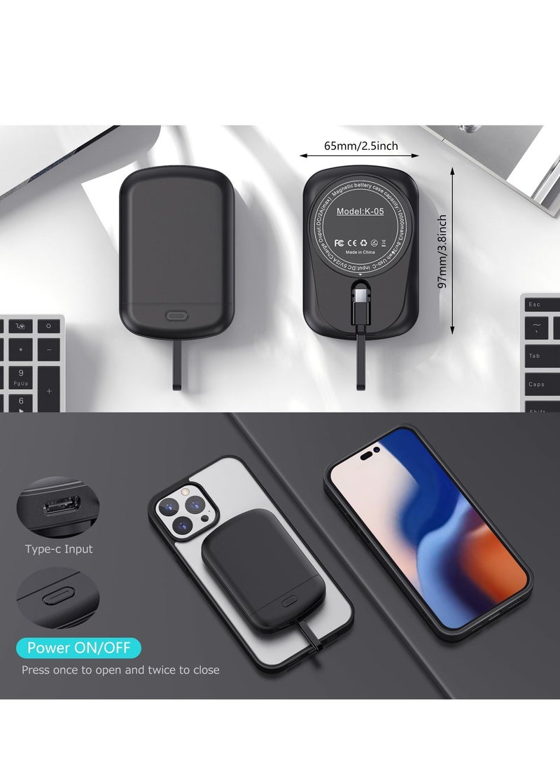GULFLINK Wireless Magnetic Power Bank With Protection Case Cover 10000 mAh For iPhone 14 Pro Max Black - Image 4