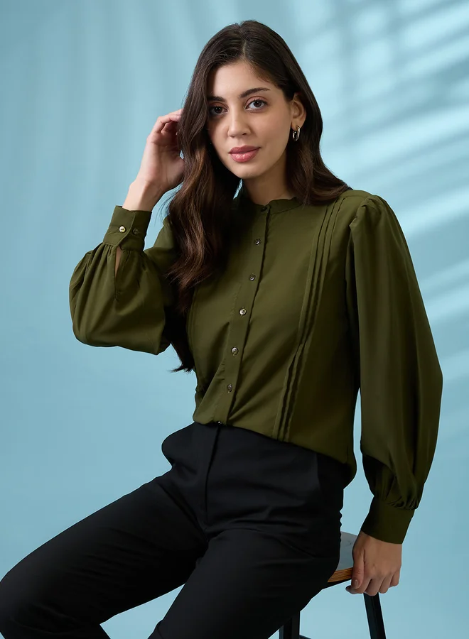 جلو باص بلوزة بتفاصيل مدروزة