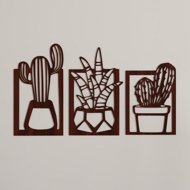 Marktna Wooden decorative sculpture in a cactus design - 99 x 59 cm - Image 2