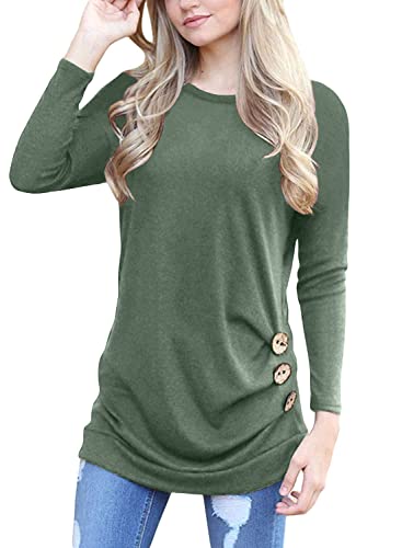 Yincro Women's Casual Long Sleeve Tunic Tops Fall Tshirt Blouses (Green, M) - Image 1