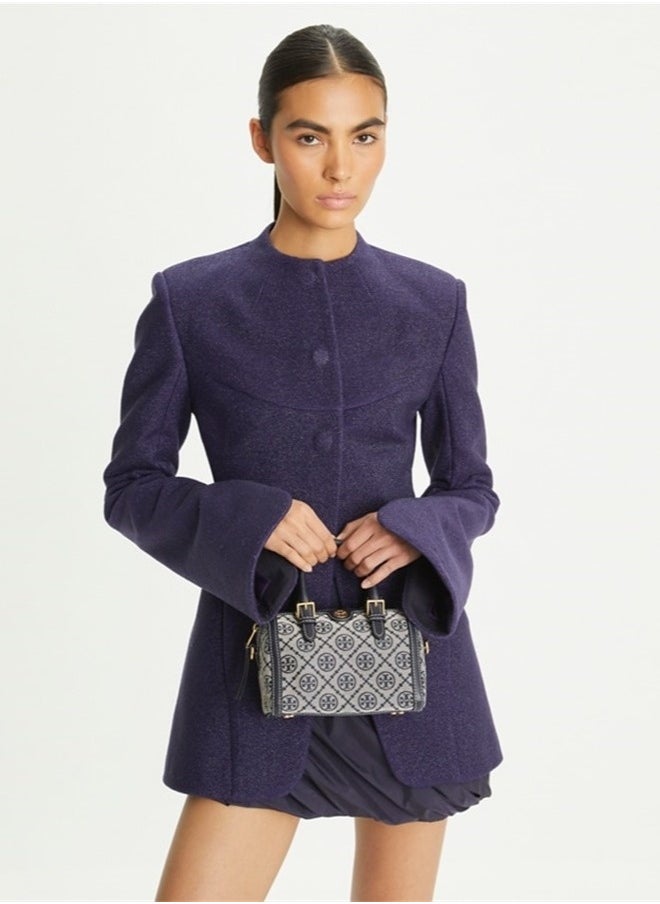 TB Women's T Monogram Jacquard Barrel Petite Bag Tory Navy