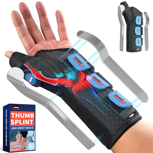 FEATOL Carpal Tunnel Wrist Brace Night Support, Thumb Spica Splint Left Hand for De Quervains Tenosynovitis, Tendonitis, Wrist Brace With Thumb Support-Medium/Large-Women & Men, Black - Image 1