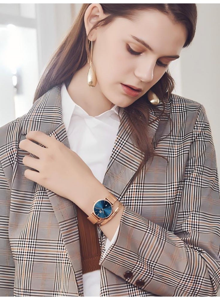 أوليفز ساعة OLEVS النسائية الأنيقة ذات الواجهة الكبيرة والتناظرية كوارتز ساعة يد نسائية رفيعة جدًا وعرض التاريخ ومقاومة للماء ساعات نسائية للمعصمين الصغيرين - Image 4