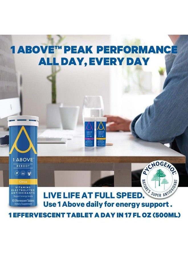 1Above - Anti Jet Lag Energy & Immunity Recovery Effervescent Drink Tablets. Pycnogenol + Vitamins + Electrolytes For Travel Work And Party. 10 Count (1 Tube) Berry - Image 1