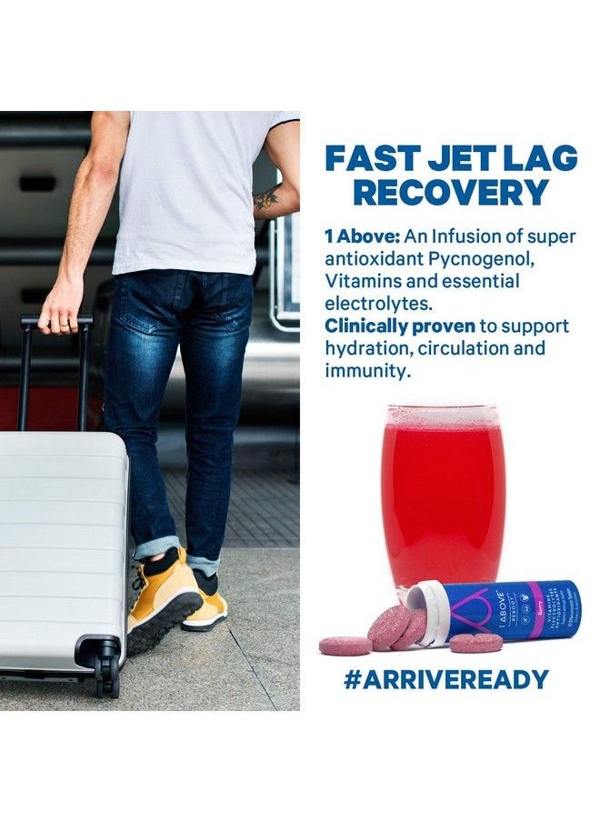 1Above - Anti Jet Lag Energy & Immunity Recovery Effervescent Drink Tablets. Pycnogenol + Vitamins + Electrolytes For Travel Work And Party. 10 Count (1 Tube) Berry - Image 1