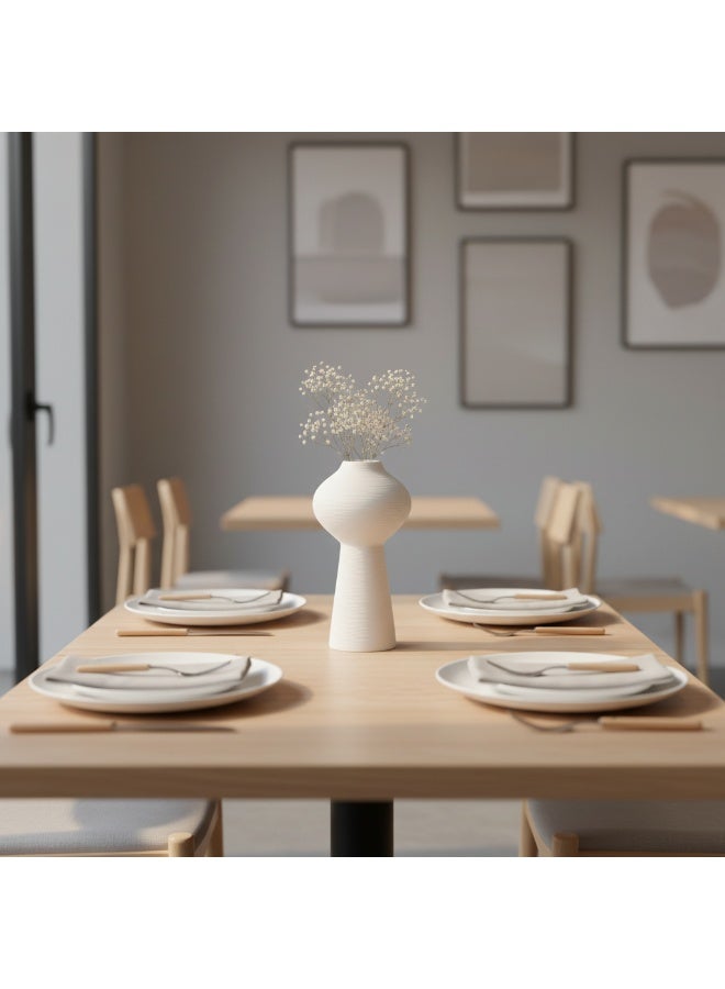 Bluejw طاولة طعام قهوة مبتكرة بتصميم عصري بسيط مع مزهرية سيراميك بيضاء لتزيين المنزل - Image 2