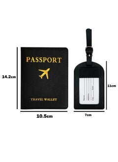 Generic Leather Passport Covers with Luggage Tags Passport Holder  Black  - Image 2