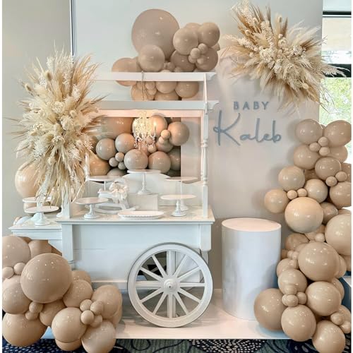 IHEPYQ Tan Balloons Double Stuffed Nude Brown Garland Apricot Different Sizes Neutral Balloon Arch Kit for Teddy Bear Baby Showers Woodland Jungle Themed Birthdays Boho Party Decorations - Image 1