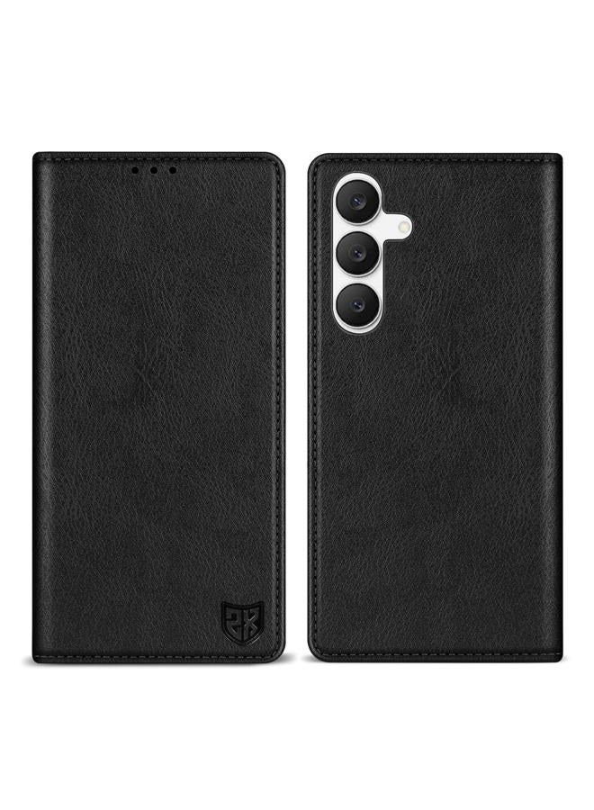 ZZXX for Samsung Galaxy S25 FE Wallet Case with [RFID Blocking] Card Slot Stand Strong Magnetic Leather Flip Fold Protective Phone Case for Samsung Galaxy S25 FE Case Wallet(Black-6.7 inch) - Image 1