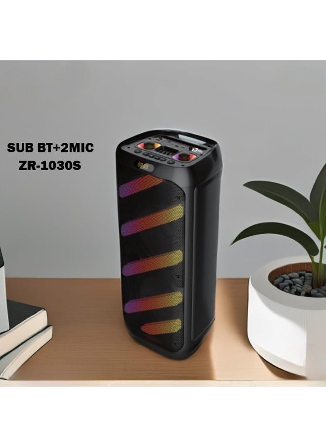 Subwoofer Built-in battery equipped with Bluetooth technology - memory card port - USB port and - mic port - with microphone - with RGB light  model- ZR-1030S - Black