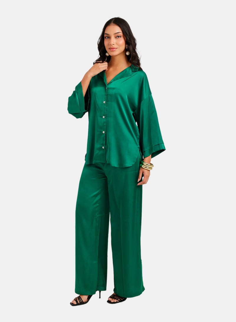Carina Contrast-Button Satin Set - Image 3