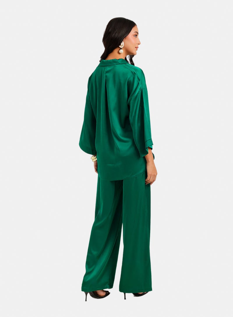 Carina Contrast-Button Satin Set - Image 4