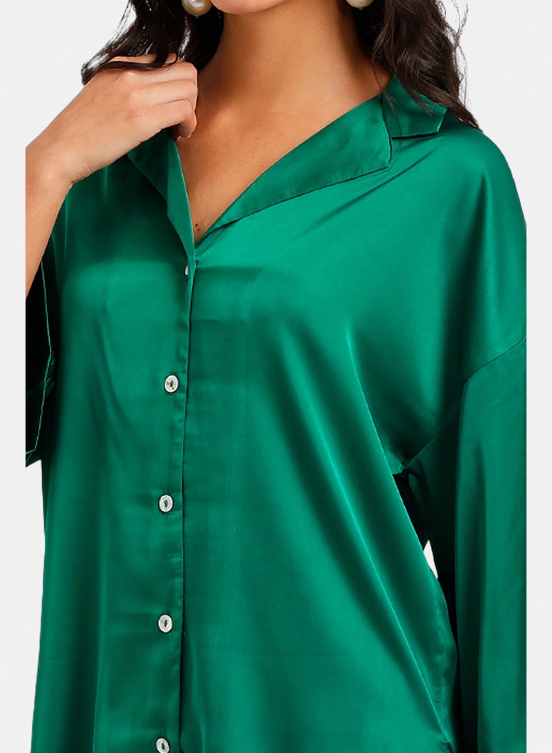Carina Contrast-Button Satin Set - Image 5