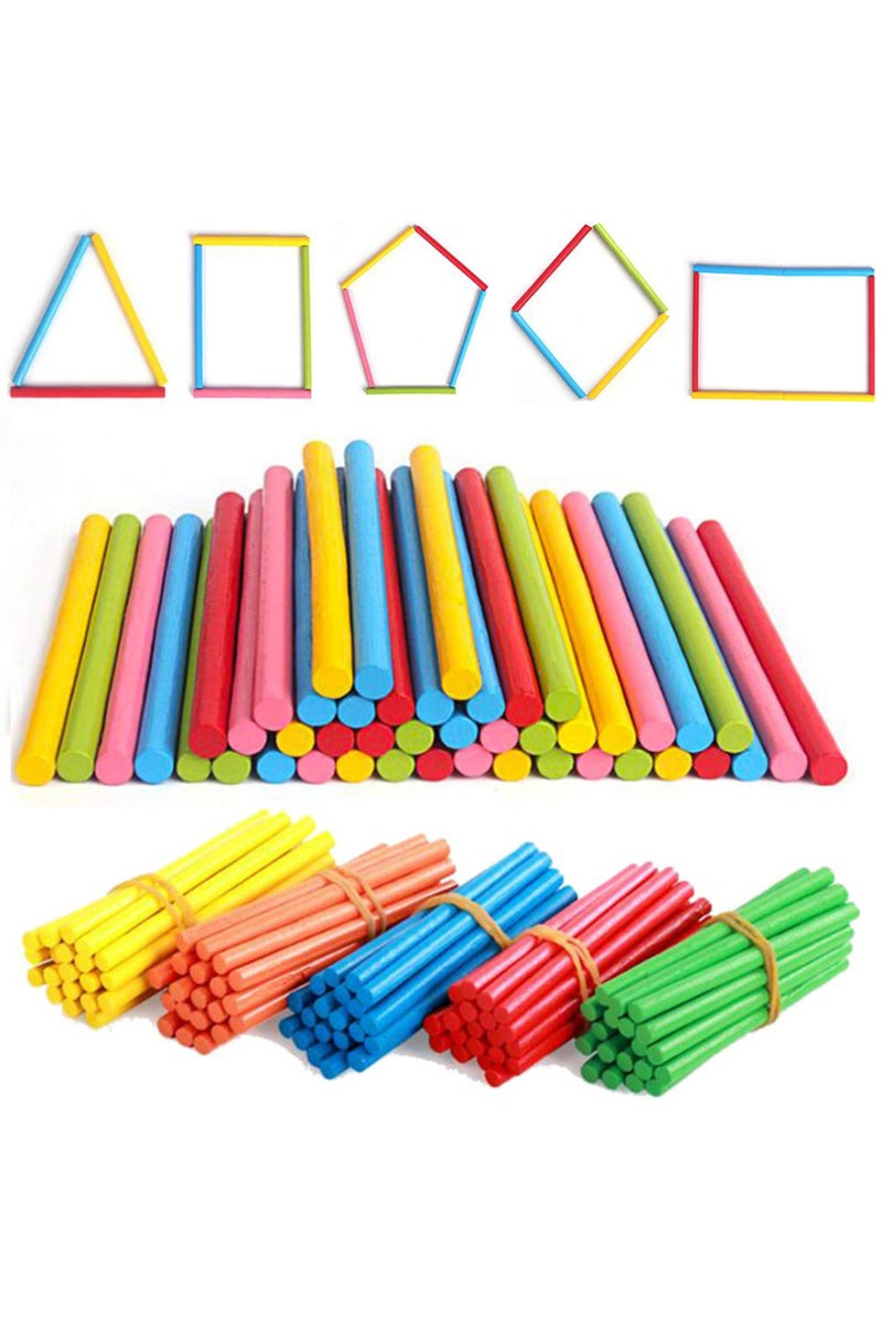 إيروريكس ١٠٠ قطعة من أعواد العد المصنوعة من الخيزران الملون، أدوات تعليمية مونتيسوري للرياضيات، عصا عد للأطفال - Image 1