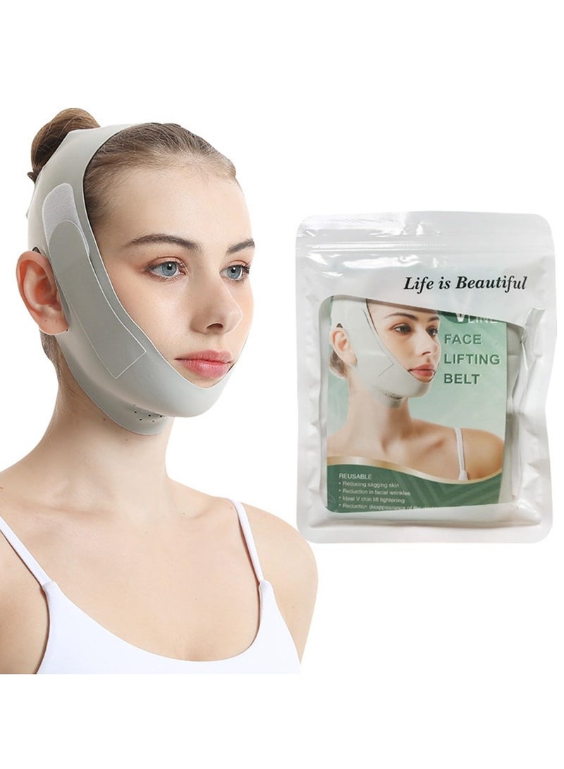 Generic Double Chin Reducer, V Line Mask Facial Slimming Strap, Reusable Face Lifting Belt, Chin Up Eliminator, Breathable & Comfortable, Anti-Sagging Jawline Shaper for Women & Men (Green)  - Image 1
