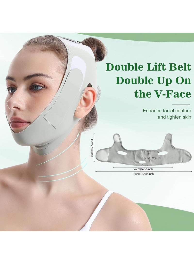 Generic Double Chin Reducer, V Line Mask Facial Slimming Strap, Reusable Face Lifting Belt, Chin Up Eliminator, Breathable & Comfortable, Anti-Sagging Jawline Shaper for Women & Men (Green)  - Image 2