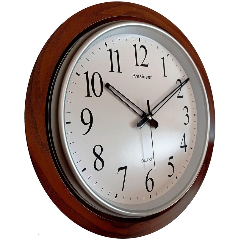 President President Quartz Big Dial Analog Quartz Designer Big Size Clock for Hall (42 X 42 Centimeters Color-Wood) Made in India - Image 2