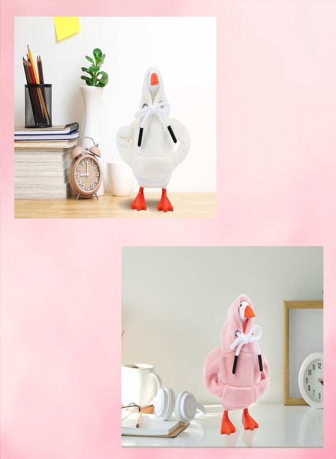 CAMDUCK 2 Pcs Desk Goose Outfits 7 Inches, Mini Desk Goose Clothes Hoodies 7 Inch Porch Geese Costume Accessories Magnetic Desktop Geese Statue Table Decor (Pink & Beige) - Image 4