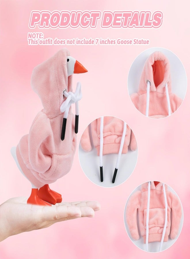 CAMDUCK 2 Pcs Desk Goose Outfits 7 Inches, Mini Desk Goose Clothes Hoodies 7 Inch Porch Geese Costume Accessories Magnetic Desktop Geese Statue Table Decor (Pink & Beige) - Image 3