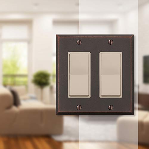 AMERELLE 68RRDB Manhattan Double Rocker Cast Metal Wallplate in Aged Bronze, 2 Rocker - Image 3