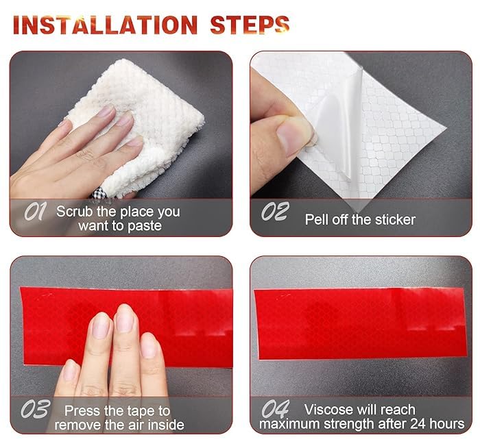 D-Fix ® شريط عاكس راديوم عالي الكثافة - 3 أمتار في الطول - 48 مم / 2 بوصة عرض - 1 لفة لكل عبوة - شريط تحذير عاكس للسيارات والدراجات والمركبات التجارية - Image 5