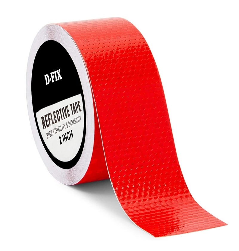 D-Fix ® شريط عاكس راديوم عالي الكثافة - 3 أمتار في الطول - 48 مم / 2 بوصة عرض - 1 لفة لكل عبوة - شريط تحذير عاكس للسيارات والدراجات والمركبات التجارية - Image 1