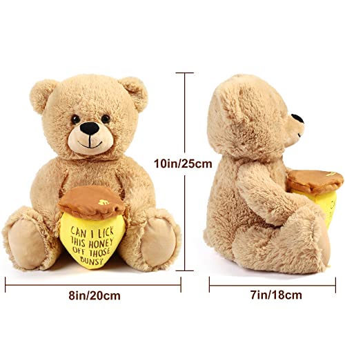 BenBen Teddy Bear Stuffed Animal with Honey Pot 10 inch Funny Bear Plush Toy Gift for Birthday for Her Women Girlfriend Wife - Image 5