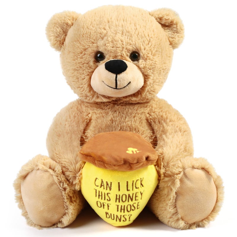BenBen Teddy Bear Stuffed Animal with Honey Pot 10 inch Funny Bear Plush Toy Gift for Birthday for Her Women Girlfriend Wife - Image 3