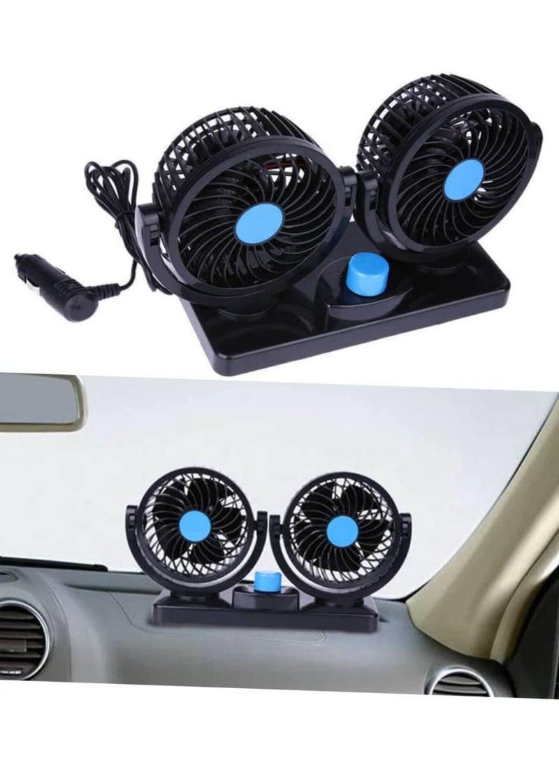 360 Degree Rotatable Car Fan  Electric 2 Speed Dual Head Fans Quiet Cooling Air Circulator Fan for Vehicles - Image 3