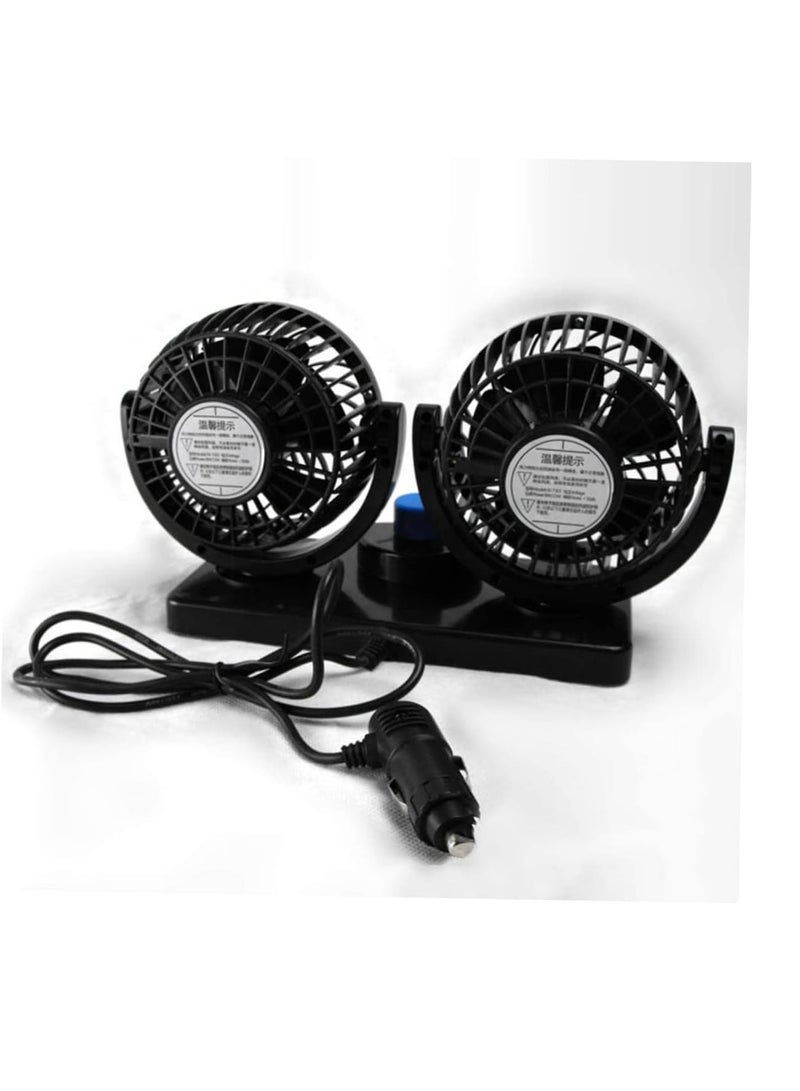 360 Degree Rotatable Car Fan  Electric 2 Speed Dual Head Fans Quiet Cooling Air Circulator Fan for Vehicles - Image 4