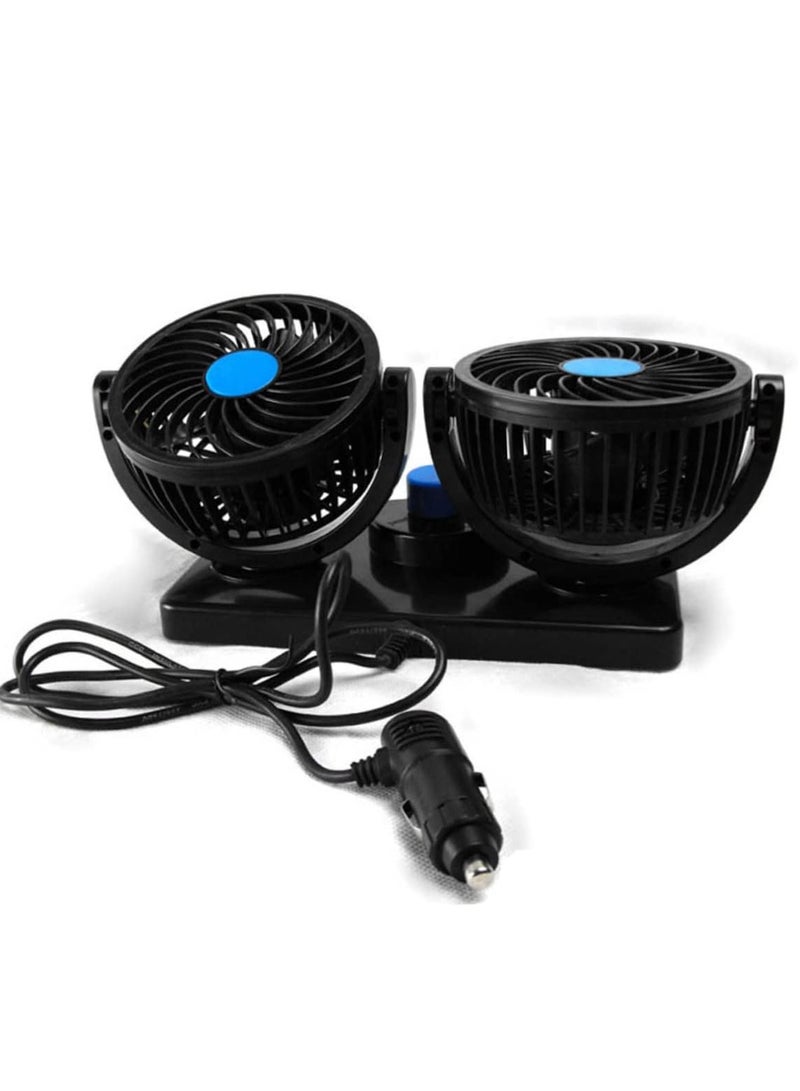 360 Degree Rotatable Car Fan  Electric 2 Speed Dual Head Fans Quiet Cooling Air Circulator Fan for Vehicles - Image 2