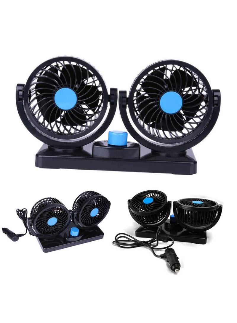 360 Degree Rotatable Car Fan  Electric 2 Speed Dual Head Fans Quiet Cooling Air Circulator Fan for Vehicles - Image 1